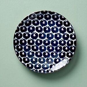 Anthropologie dessert plates set of 4 NEW navy blue light pink white